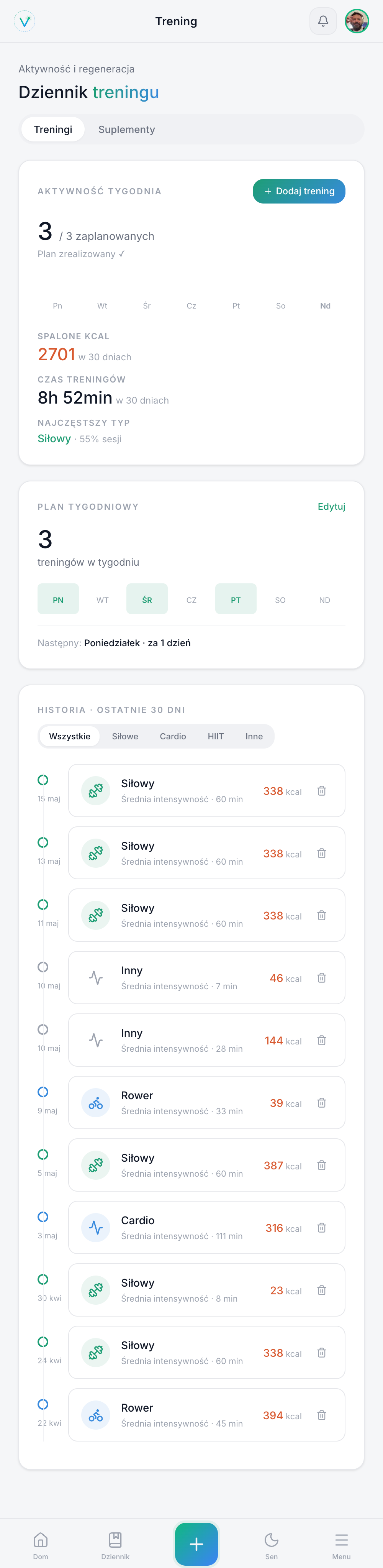 VitalTrack — Trening